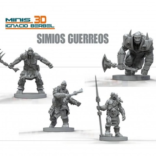 maymunlar Savaşçılar para Warhammer Ignacio Berbel Garcia masaüstü karakterler yaratıklar fantezi Evren trol d ogro orco cüce dev oyun atölyesi gooblin 3d print model - Mito3D
