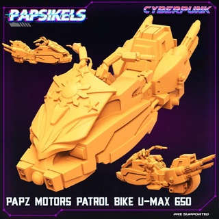 papz motores patrulla bicicleta u max 650 papsikels miniaturas mesa caracteres criaturas Sci Fi universo vehiculos máquinas vehículo 3d print model - Mito3D