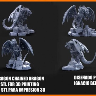Ejderha zincirlenmiş para Warhammer Ignacio Berbel Garcia masaüstü karakterler yaratıklar fantezi Evren trol ogro gerero orco cüce dev gooblin Oyun savaş mağazası 3d print model - Mito3D