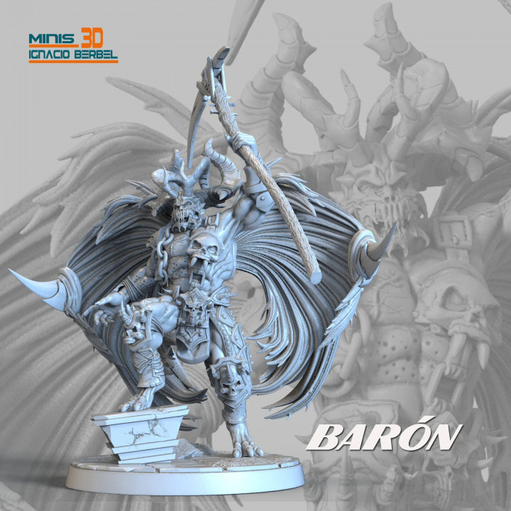 demonio barão pára Warhamer Ignacio Berbel garcia tampo mesa personagens criaturas fantasia universo 40k provocador martelo guerra ogro elfo dem nio guerrero orco anão gigante gameworshop 3D print model - Mito3D