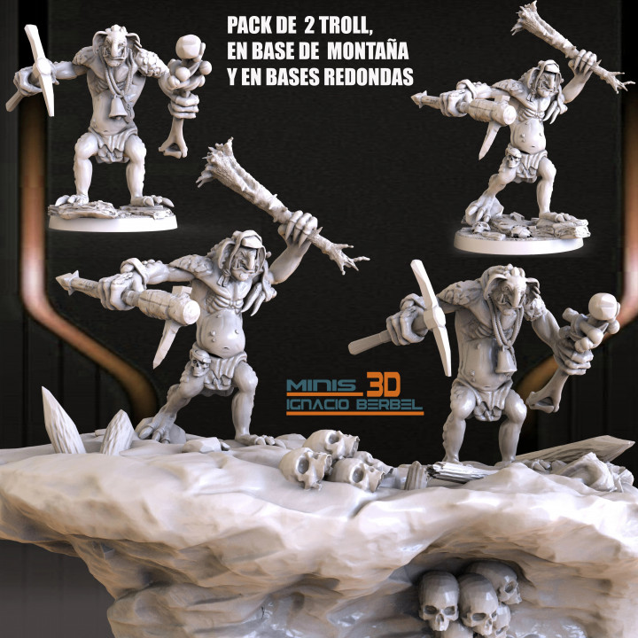 troll roca packs de 2 ignacio berbel garcia Tabletop Characters & Creatures Fantasy Universe warhammer ogro piedra dem nio guerrero orco enano gigante gameworshop gooblin trollroca 3D print model - Mito3D