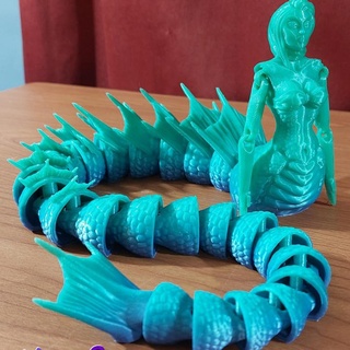 flexy naga mysticsaige Toys & Games creature fantasy female lady mythology toy woman flexible articulated snake articulating flexi fidget wiggle mthical 3d print model - Mito3D