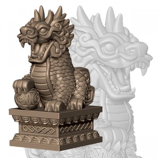 stone kirin willy kao Tabletop 3D Printable Terrain Fantasy chinese lion scale statue guardian asia fareast 3d print model - Mito3D