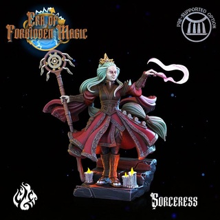 sorceress crippled god foundry Tabletop Characters & Creatures Fantasy Universe Store fantasy rpg wargames wizard magic wand mage warlock patreon spell oriental dnd pathfinder cgf forbidden staf 3d print model - Mito3D