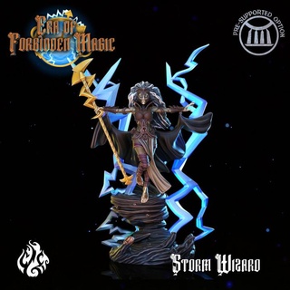 storm wizard crippled god foundry Tabletop Characters & Creatures Fantasy Universe Store fantasy rpg wargames magic mage air warlock patreon spell dnd sorceress pathfinder cgf forbidden 3d print model - Mito3D