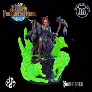 summoner crippled god foundry Tabletop Characters & Creatures Fantasy Universe Store animal fantasy rpg tiger wargames wolf wizard magic witch warlock spell dnd sorceress pathfinder cgf forbidden 3d print model - Mito3D