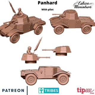 panhard pilot - 28mm wargame eskice miniature aron Tabletop Characters & Creatures Historical Universe Vehicles Machines Store action bolt tank vehicle french maquette ww2 fran ais 1 72 fr reco 3d print model - Mito3D
