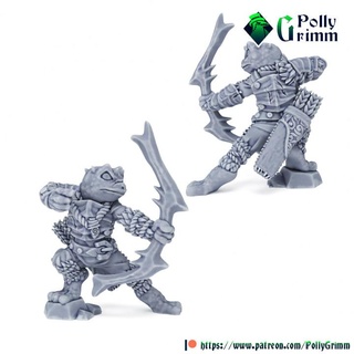 tabletop fantasy miniature frogfolk grung set ranger archer pollygrimm Tabletop Characters & Creatures Fantasy Universe creature game mini monster character boardgame bow frog amphibious toad furry anthropomorphic bullywug 3d print model - Mito3D