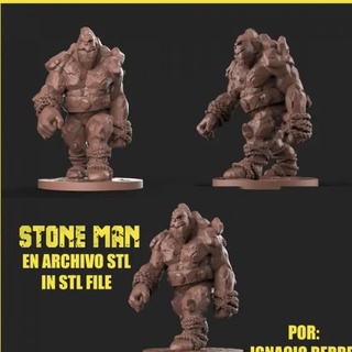 stone man para juegos de roll ignacio berbel garcia Tabletop Characters & Creatures Fantasy Universe troll ogro guerrero orco enano gigante hombrepiedra stoneman 3d print model - Mito3D