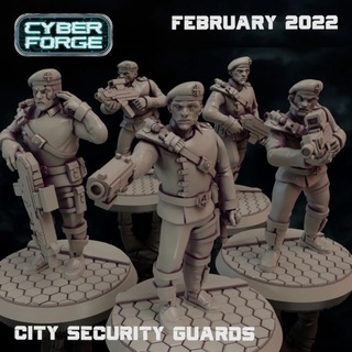 cyber forge fist tournament city security guards titan miniatures Store 40k modular sci-fi warhammer police cop shadowrun bodyguard lasgun tournaments 3d print model - Mito3D