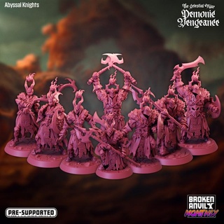 celestial war demonic vengeance abyssal knights group broken anvil miniatures Tabletop Characters & Creatures Fantasy Universe Store demon horror knight skull horns tabletop flames dnd abyss tabletopgames ttrpg 3d print model - Mito3D