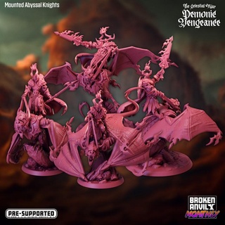 celestial war demonic vengeance mounted abyssal knights group broken anvil miniatures Tabletop Characters & Creatures Fantasy Universe Store demon bat horror tabletop rider dnd abyss tabletopgames ttrpg 3d print model - Mito3D