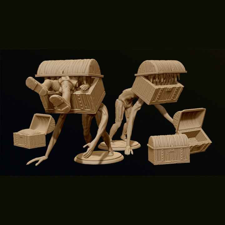 imita cofres conjunto Felipe sin's miniaturas mesa caracteres criaturas fantasía universo Tienda monstruo rpg tesoro d dnd imitar trpg 3D print model - Mito3D