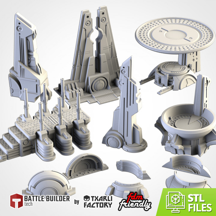 xenos edifici 03 txarli fabbrica tavolo 3D stampabile terreno Sci Fi 40k alieno battaglia futuristico sci fi stella tau guerre Wow fucina titano eldar costruttore aeldari drukhari craftworlds arcivescovo sapce 3D print model - Mito3D