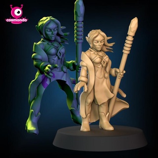 elf wizard + riding version cosmondo Tabletop Characters & Creatures Fantasy Universe dungeons female rpg tabletop d&d wizards skirmish 3d print model - Mito3D