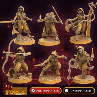 katmandari thief master bundle dragon's forge miniatures Tabletop Characters & Creatures Fantasy Universe dragons game hero party player rpg miniature roleplaying tabletop rogue encounter group npc tabaxi guild thieves catman 3d print model - Mito3D