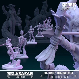oniric kingdom - arcanist march release belksasar 3dprint Tabletop Characters & Creatures Fantasy Universe board detailed fantasy forest fox realistic spear warrior wizard magic crystal satyr boardgames bow pinup dryad levitating pateon 3d print model - Mito3D