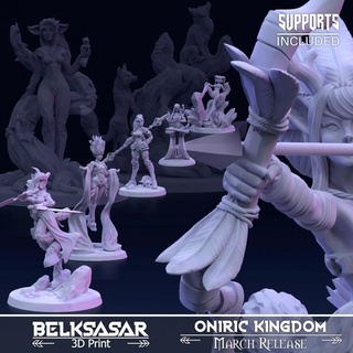 oniric kingdom - knight march release belksasar 3dprint Tabletop Characters & Creatures Fantasy Universe board detailed fantasy forest fox realistic spear warrior wizard magic crystal satyr boardgames bow patreon pinup dryad levitating iniric foc 3d print model - Mito3D