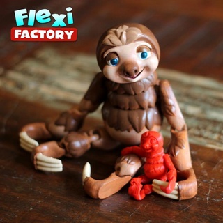 cute flexi print-in-place sloth factory Toys & Games Store print monkey toy primate place fidget dan sopala 3d print model - Mito3D