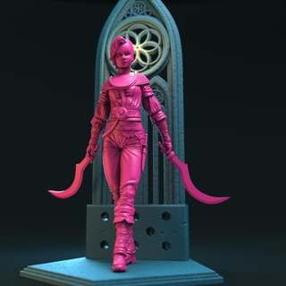 riche coquin Christy Hartmann table personnages créatures fantaisie univers fille guerrier assassin double porteur 3d print model - Mito3D