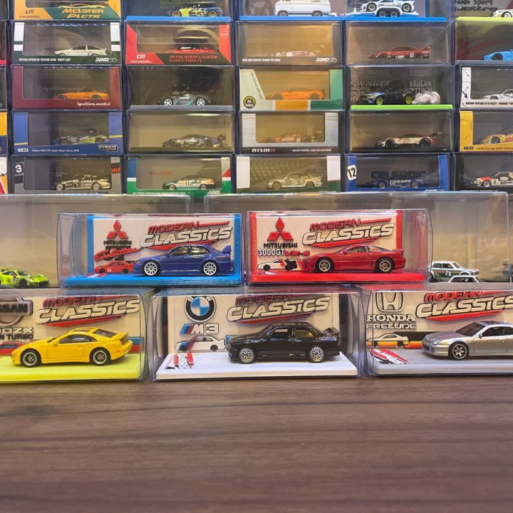 hotwheels modern classic 3 display base giga Toys & Games Toy Vehicles honda bmw nissan mitsubishi hot wheels bmwm3 modernclassic m3e30 nissan300zx 300zx 3000gt mitsubishi3000gt lancerevo6 evo6 mitsubishievo6 hondaprelude prelude 3D print model - Mito3D