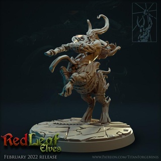 hoja roja bosque Rey titán fragua miniaturas Tienda batalla duende fantasía héroe líder rpg juegos guerra martillo madera centauro elfos d escaramuza woodelves 3d print model - Mito3D