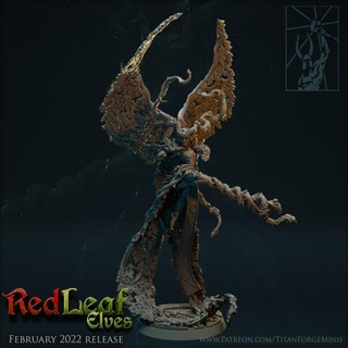 feuille rouge forêt reine Titan forger miniatures boutique bataille fantaisie héros Roi chef marteau guerre bois elfes jeu esprit escarmouche étagères 3d print model - Mito3D