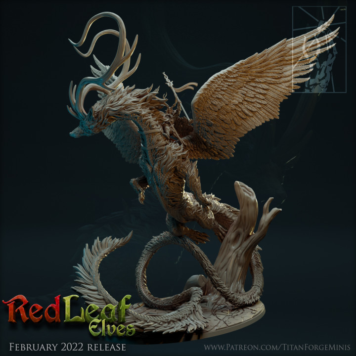 foglia rossa foresta legna Drago titano fucina miniature negozio battaglia bestia grande fantasia eroe mostro rpg warhammer elfi gioco guerra d Woodelves wkirmish 3D print model - Mito3D