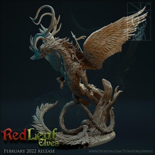 foglia rossa foresta legna Drago titano fucina miniature negozio battaglia bestia grande fantasia eroe mostro rpg warhammer elfi gioco guerra d Woodelves wkirmish 3d print model - Mito3D