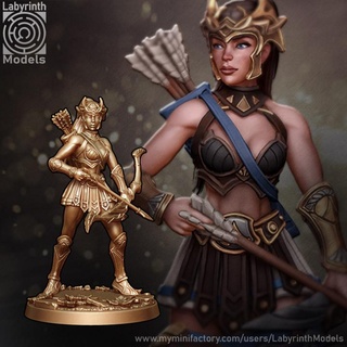 amazon daughters artemis set - 32mm scale labyrinth models Tabletop Characters & Creatures Fantasy Universe archer dungeons fantasy hero rpg wargaming warhammer warrior character miniature huntress boardgame tabletop wargame patreon d&d scout 3d print model - Mito3D