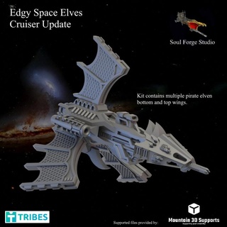 edgy space elf cruiser builder soul forge studio Tabletop Characters & Creatures Sci-Fi Universe Vehicles Machines edgyspaceelves 3d print model - Mito3D