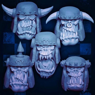mrmodulork's orc helmet heads - set mrmodulork Tabletop Characters & Creatures Sci-Fi Universe head ork wargaming tabletop orcs 28mm orks greenskin grimdark 3d print model - Mito3D