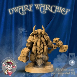 warcraft dwarf warchief escultor mesa caracteres criaturas fantasía universo guerrero Warcraft Guau juego enano guerra deseo 32mm 54mm 3d print model - Mito3D