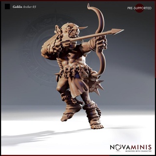 goblin archer 03 novaminis Store dragons dungeons fantasy mini monster rpg roleplaying tabletop 28mm dnd pathfinder ttrpg presupported 3d print model - Mito3D