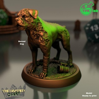 yanmış köpek tpk laboratuar mağaza yaratık av köpeği canavar rpg masaüstü d dnd ttrpg rottweiler 3d print model - Mito3D