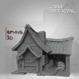 casa médiéval para juegos rol ignacio berbel Garcia table 3D imprimable terrain fantaisie troll orco nain géant 3d print model - Mito3D