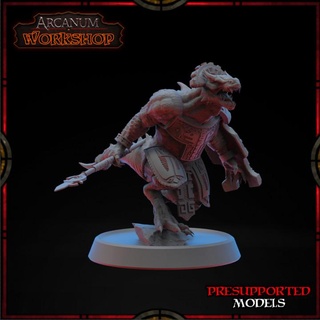 lizardmen spear arcanum workshop Tabletop Characters & Creatures Fantasy Universe lizard wargaming warhammer tabletop 3d print model - Mito3D