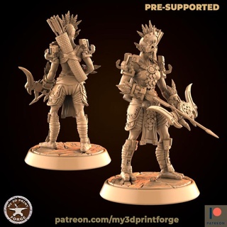 tribe troll female hunter my3dprintforge Tabletop Characters & Creatures Fantasy Universe stl fantasy toy woman resin warcraft bow tabletop attack dnd 32mm pre-supported zandalari heritage armor 3d print model - Mito3D