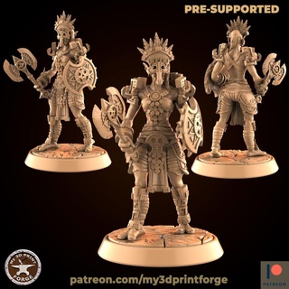 tribe troll female shaman my3dprintforge Tabletop Characters & Creatures Fantasy Universe stl fantasy toy woman resin warcraft tabletop attack dnd 32mm pre-supported zandalari heritage armor 3d print model - Mito3D