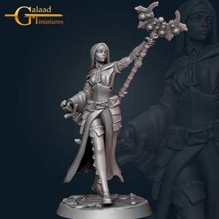 female priest human - february release galaad miniatures Store dragon fantasy girl magician roleplay sword wizard staff tabletop dungeon plague tribes 3d print model - Mito3D