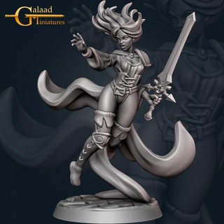 female wizard human - february release galaad miniatures Store dragon fantasy girl magician roleplay sword magic priest tabletop dungeon spell plague tribes 3d print model - Mito3D
