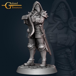 witch hunter 02 - february release galaad miniatures Store armor dragon fantasy fighter guard human roleplay sword warrior male doctor tabletop dungeon tutorial plague tribes 3d print model - Mito3D