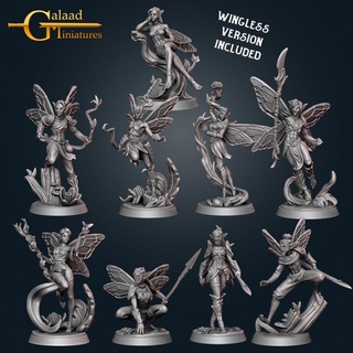fairies elves - full march release galaad miniatures dragon elf fantasy female forest girl man roleplay spear magic male staff bow tabletop dungeon nsfw pinup spirit 32mm woodland masked supported 3d print model - Mito3D