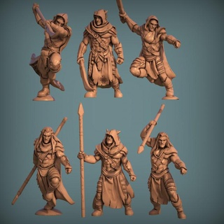 elf warriors pre-supported print minis forest wood high male elves elven archers woodland 3d print model - Mito3D