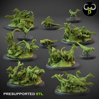 saurian swarm squad claybeastcreation Tabletop Characters & Creatures Fantasy Universe dinosaur fantasy lizard reptile 3d print model - Mito3D