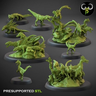 saurio enjambre conjunto creación bestias arcilla mesa caracteres criaturas fantasía universo dinosaurio lagartija reptil 3d print model - Mito3D