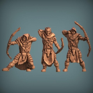 elf archers pre-supported print minis forest wood high male elves elven warriors woodland 3d print model - Mito3D