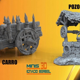 pozo carro Ortaçağa ait para Juegos rol Ignacio Berbel Garcia masaüstü 3D yazdırılabilir arazi fantezi trol d ogro gerero orco cüce dev essenografya sıçanlar 3d print model - Mito3D