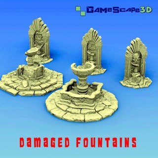 estragado fontes gamescape3d loja tampo mesa 3D imprimível terreno fantasia água ruínas 3d print model - Mito3D