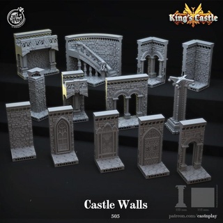 castle walls openlock pre-supported cast n play Store bricks clip dungeons environment fdm lock modular terrain wall dungeon tiles 3d print model - Mito3D